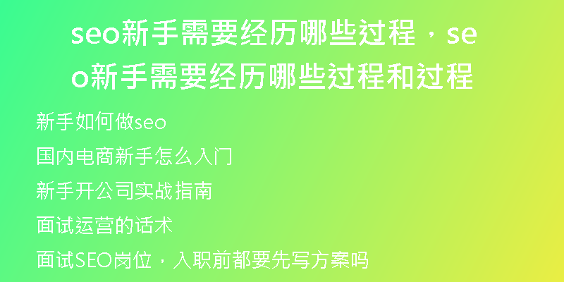 seo新手需要經(jīng)歷哪些過程，seo新手需要經(jīng)歷哪些過程和過程