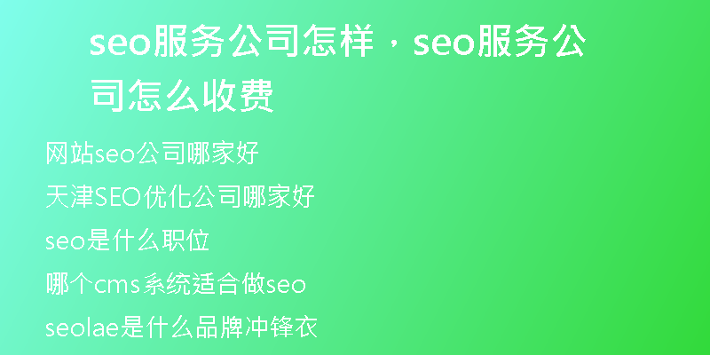 seo服務(wù)公司怎樣，seo服務(wù)公司怎么收費(fèi)