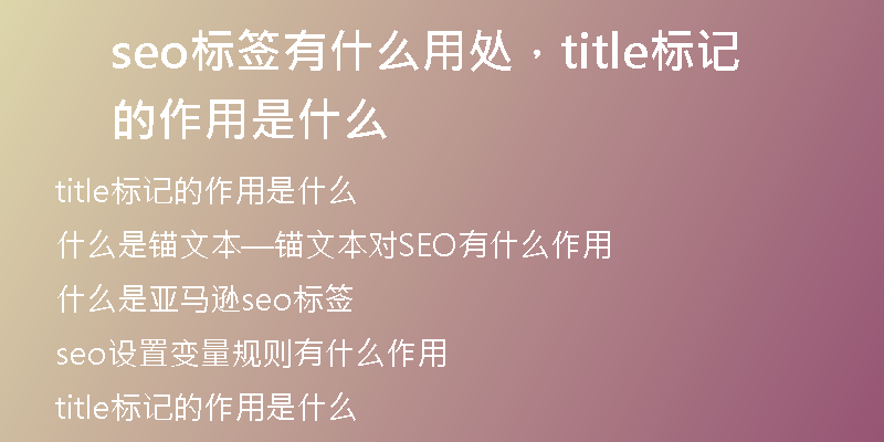 seo標(biāo)簽有什么用處,title標(biāo)記的作用是什么