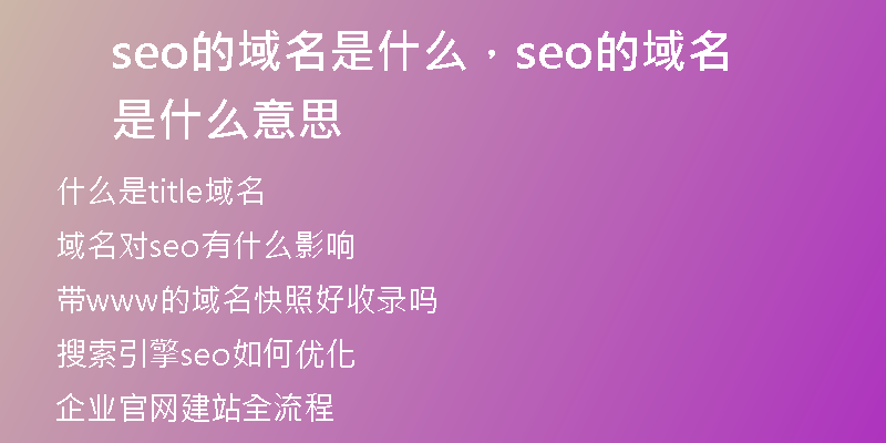 seo的域名是什么，seo的域名是什么意思