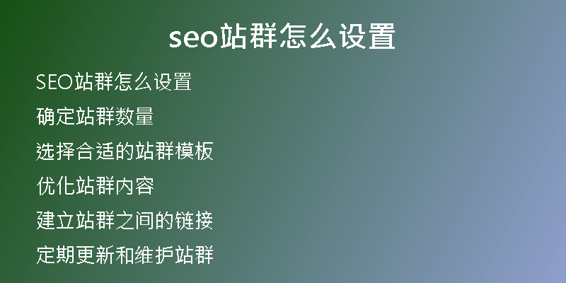 seo站群怎么設置