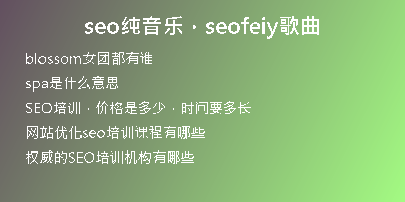 seo純音樂，seofeiy歌曲