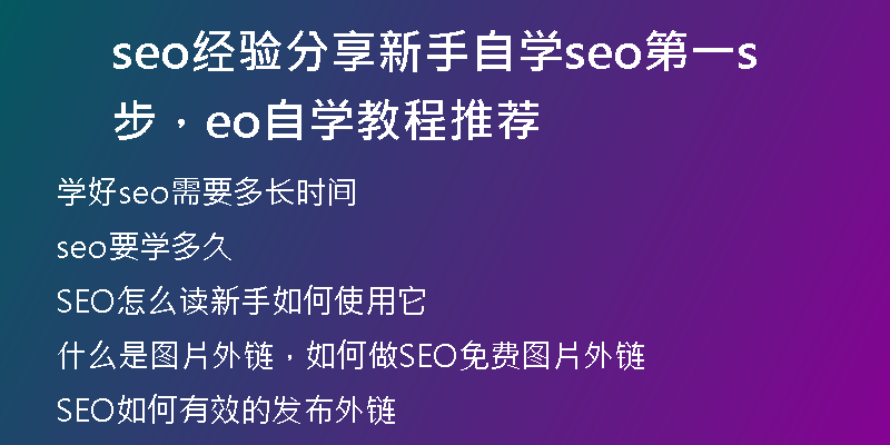 seo經(jīng)驗(yàn)分享新手自學(xué)seo第一步，seo自學(xué)教程推薦