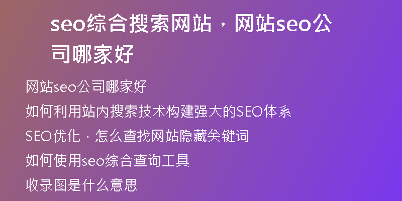seo綜合搜索網(wǎng)站，網(wǎng)站seo公司哪家好