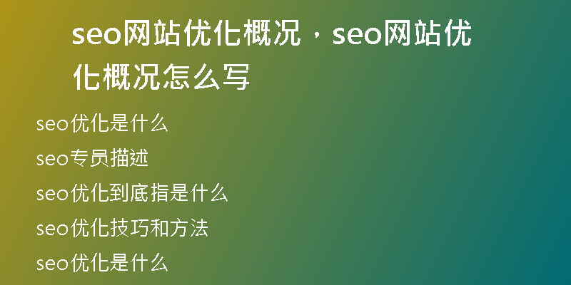 seo網(wǎng)站優(yōu)化概況，seo網(wǎng)站優(yōu)化概況怎么寫(xiě)
