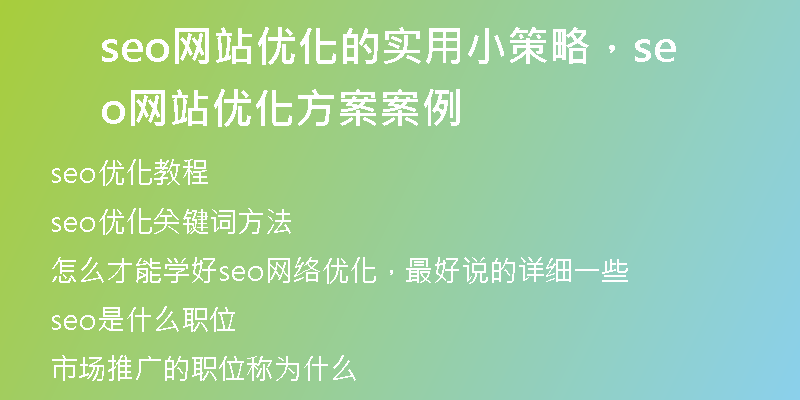 seo網(wǎng)站優(yōu)化的實(shí)用小策略，seo網(wǎng)站優(yōu)化方案案例