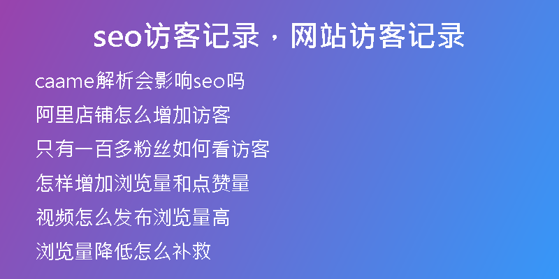 seo訪客記錄，網(wǎng)站訪客記錄