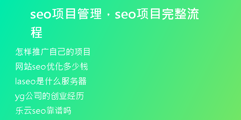 seo項目管理，seo項目完整流程