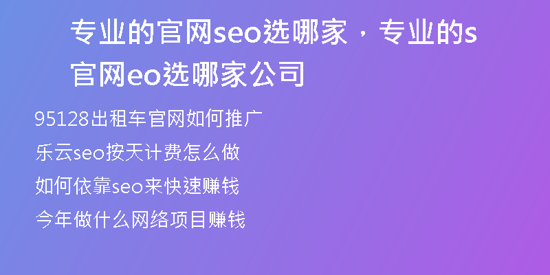 專業(yè)的官網(wǎng)seo選哪家，專業(yè)的官網(wǎng)seo選哪家公司