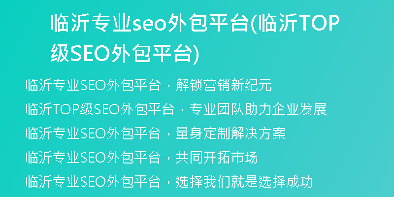臨沂專業(yè)seo外包平臺(tái)(臨沂TOP級(jí)SEO外包平臺(tái))