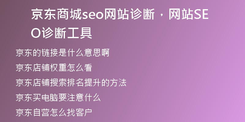 京東商城seo網(wǎng)站診斷，網(wǎng)站SEO診斷工具