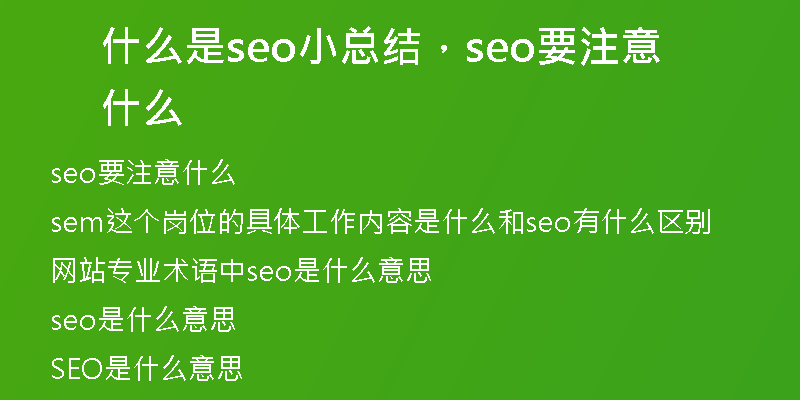 什么是seo小總結(jié)，seo要注意什么