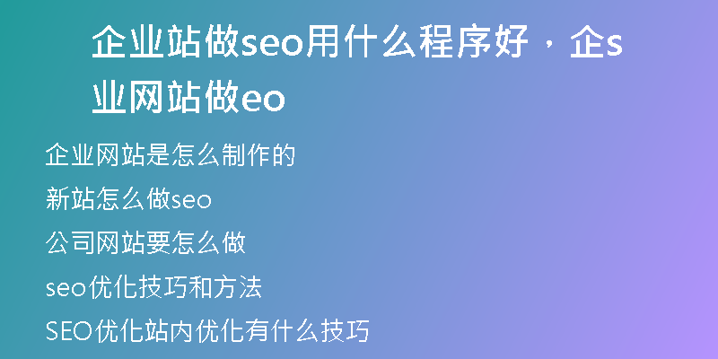 企業(yè)站做seo用什么程序好，企業(yè)網(wǎng)站做seo